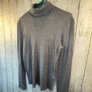 Ralph Lauren Womens Gray with Silver Pony Long Sleeve Turtleneck XL